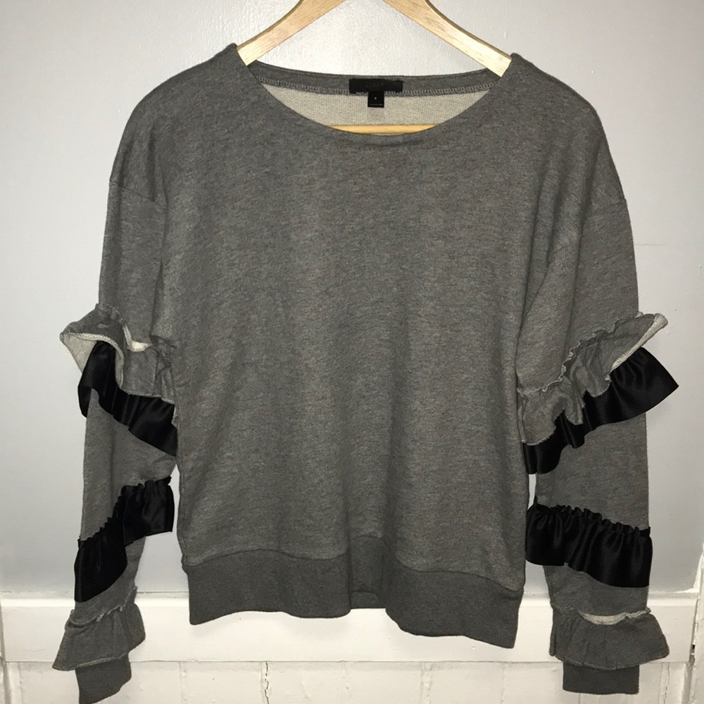 J Crew Ruffle Sleeve Sweatshirt - Picture 2 of 6
